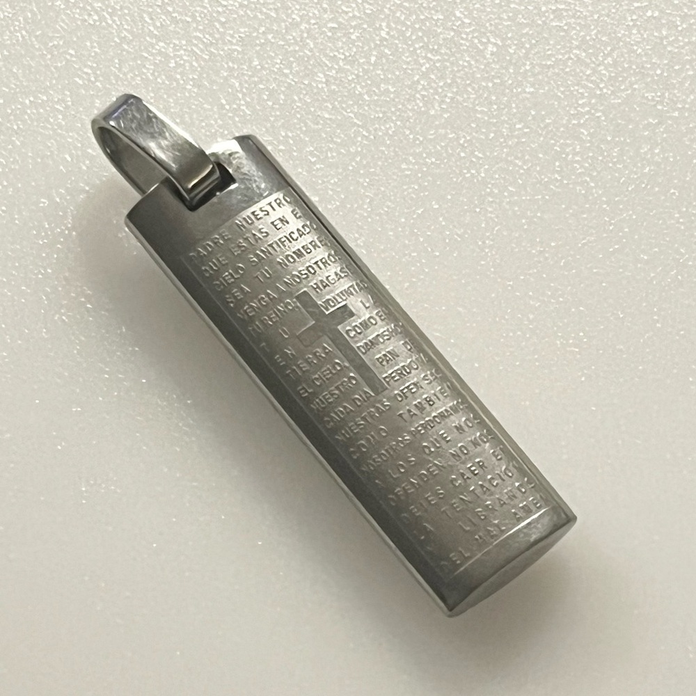 The Lord’s Prayer Spanish Version Stainless Steel Cross Pendant